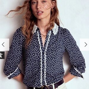 BODEN Lace Collar Blouse